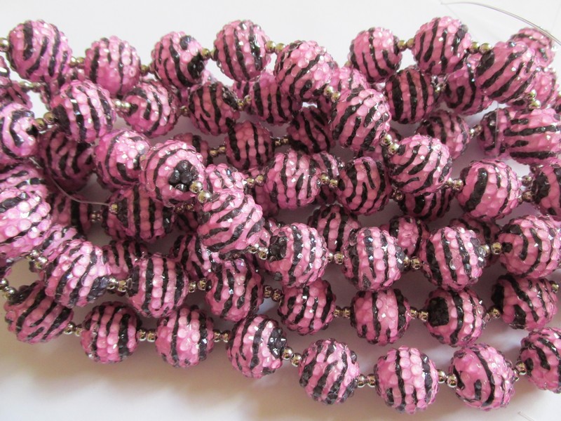 (image for) Pink and black bubble beads #1525